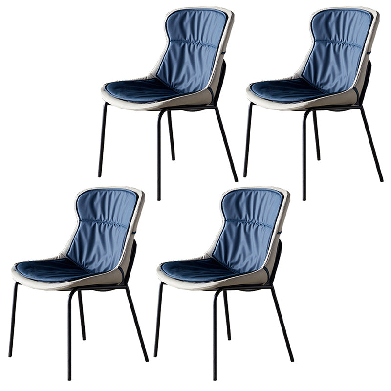 Industrial Style Home Side Chair Set Leather Dining Chair with Metal Legs