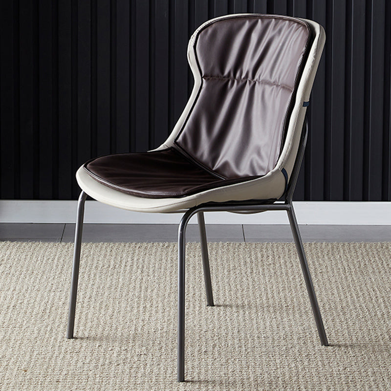 Industrial Style Home Side Chair Set Leather Dining Chair with Metal Legs