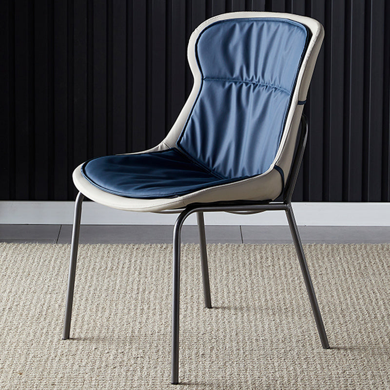 Industrial Style Home Side Chair Set Leather Dining Chair with Metal Legs