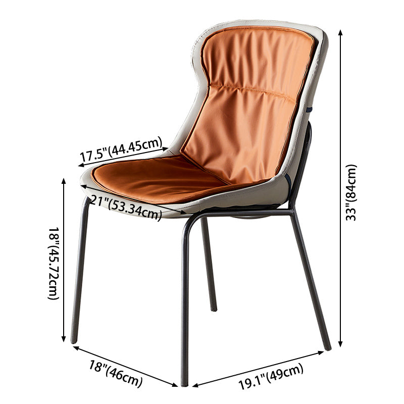 Ensemble de chaises latérales de style industriel, chaise de salle à manger en cuir avec pieds en métal