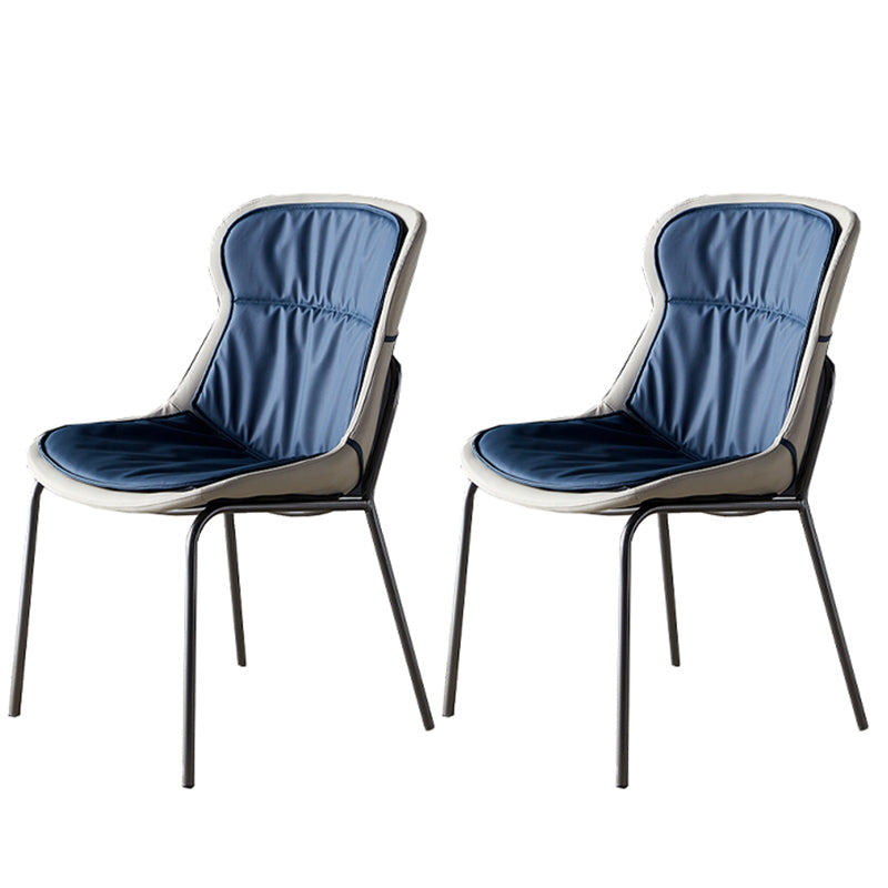 Industrial Style Home Side Chair Set Leather Dining Chair with Metal Legs
