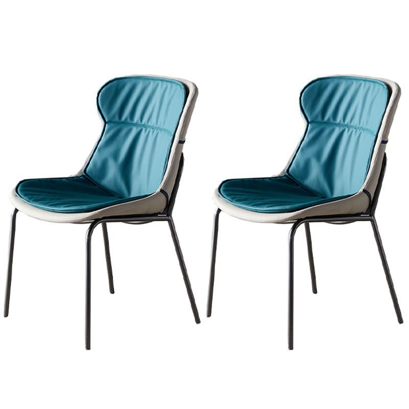 Industrial Style Home Side Chair Set Leather Dining Chair with Metal Legs