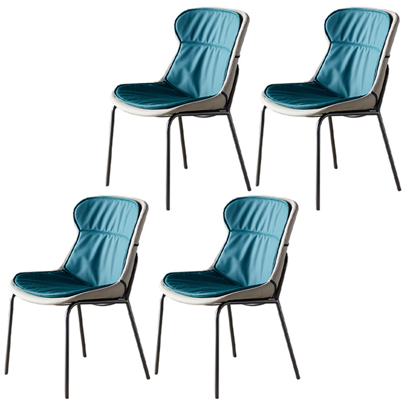Industrial Style Home Side Chair Set Leather Dining Chair with Metal Legs