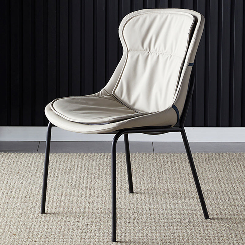 Industrial Style Home Side Chair Set Leather Dining Chair with Metal Legs