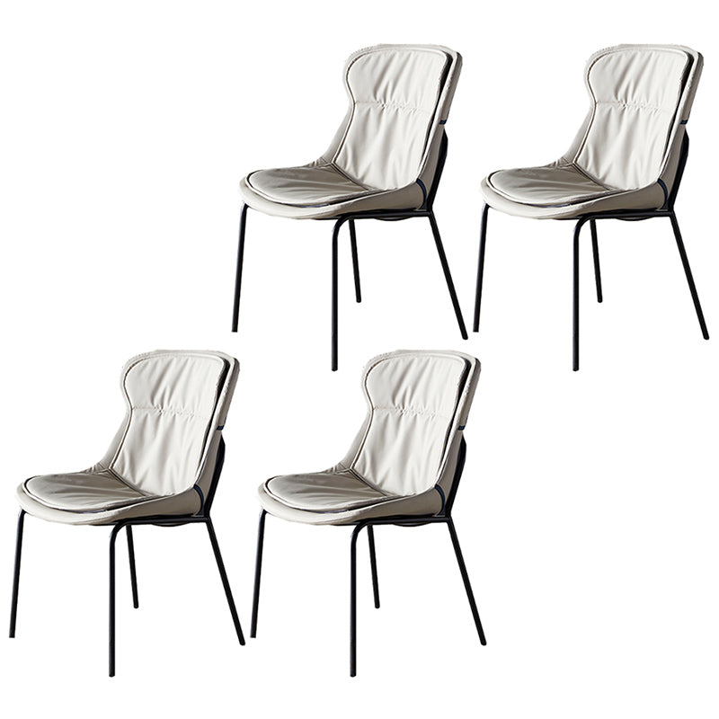 Industrial Style Home Side Chair Set Leather Dining Chair with Metal Legs