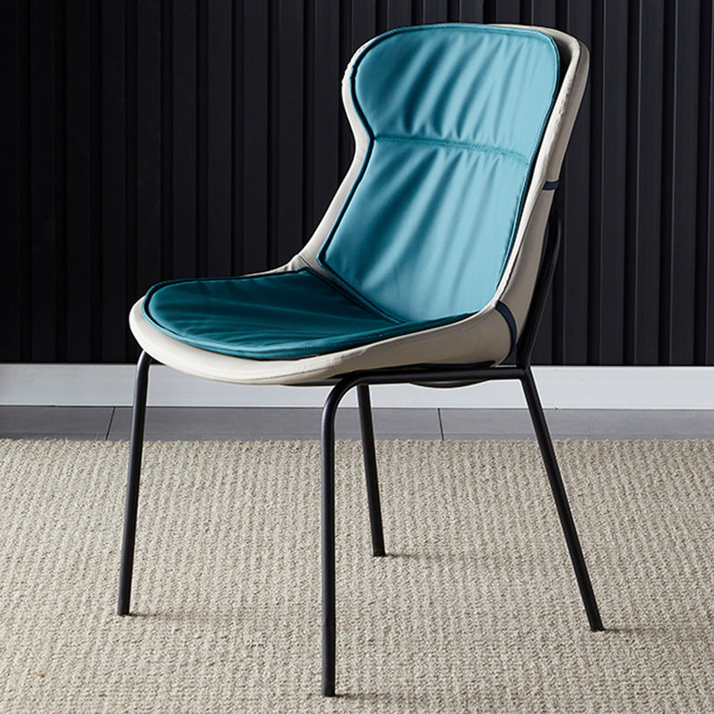 Industrial Style Home Side Chair Set Leather Dining Chair with Metal Legs