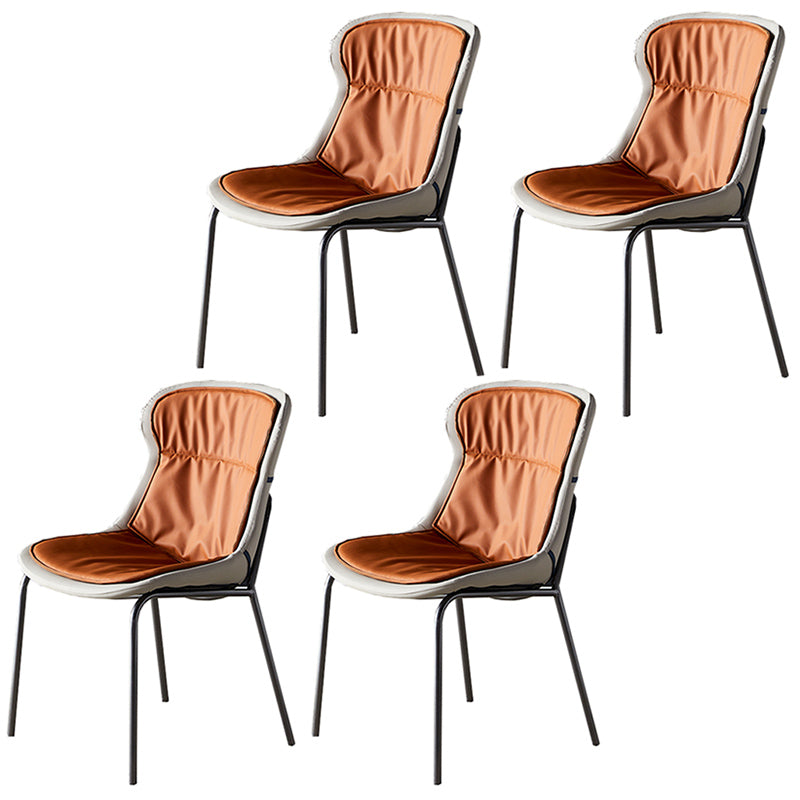 Industrial Style Home Side Chair Set Leather Dining Chair with Metal Legs