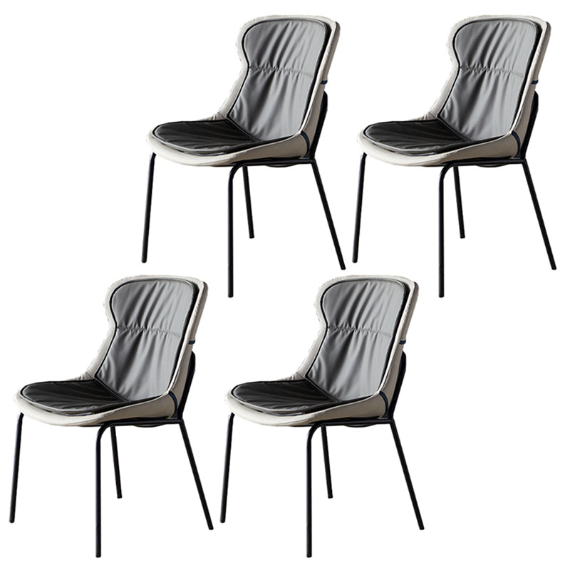 Industrial Style Home Side Chair Set Leather Dining Chair with Metal Legs