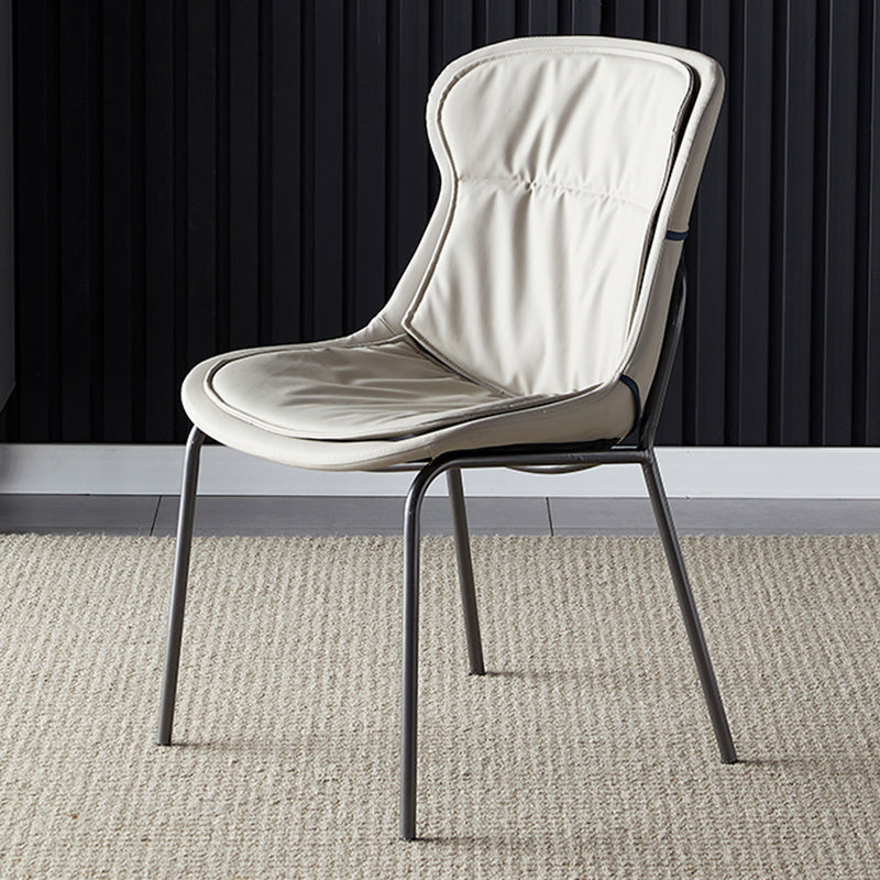 Industrial Style Home Side Chair Set Leather Dining Chair with Metal Legs
