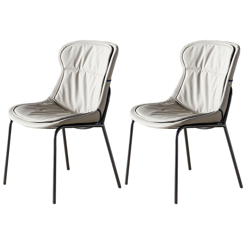 Industrial Style Home Side Chair Set Leather Dining Chair with Metal Legs