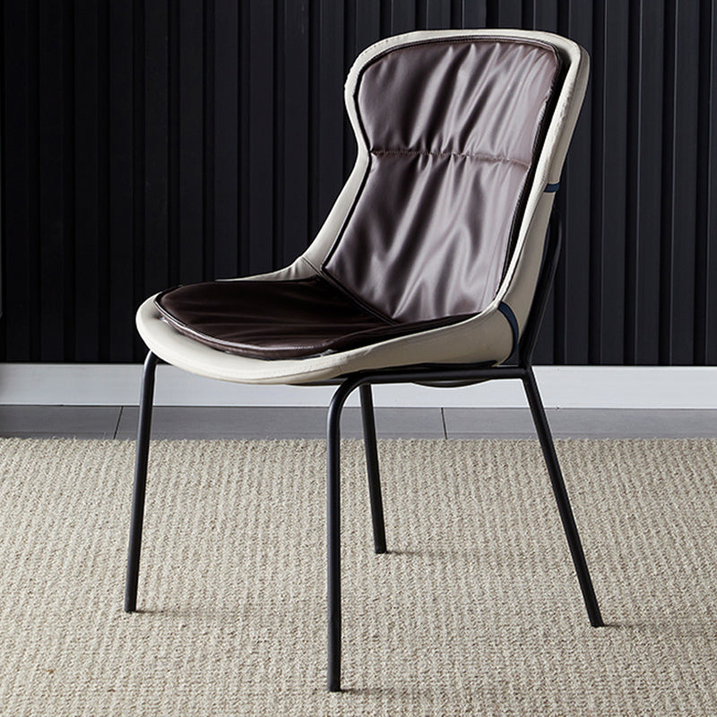 Industrial Style Home Side Chair Set Leather Dining Chair with Metal Legs