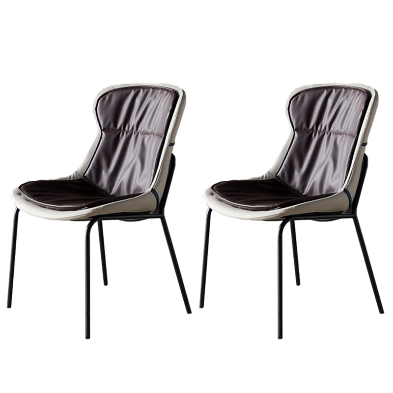 Industrial Style Home Side Chair Set Leather Dining Chair with Metal Legs