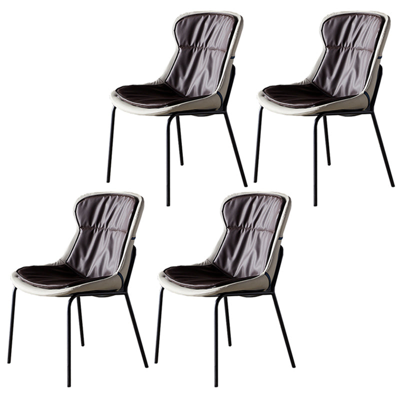 Industrial Style Home Side Chair Set Leather Dining Chair with Metal Legs