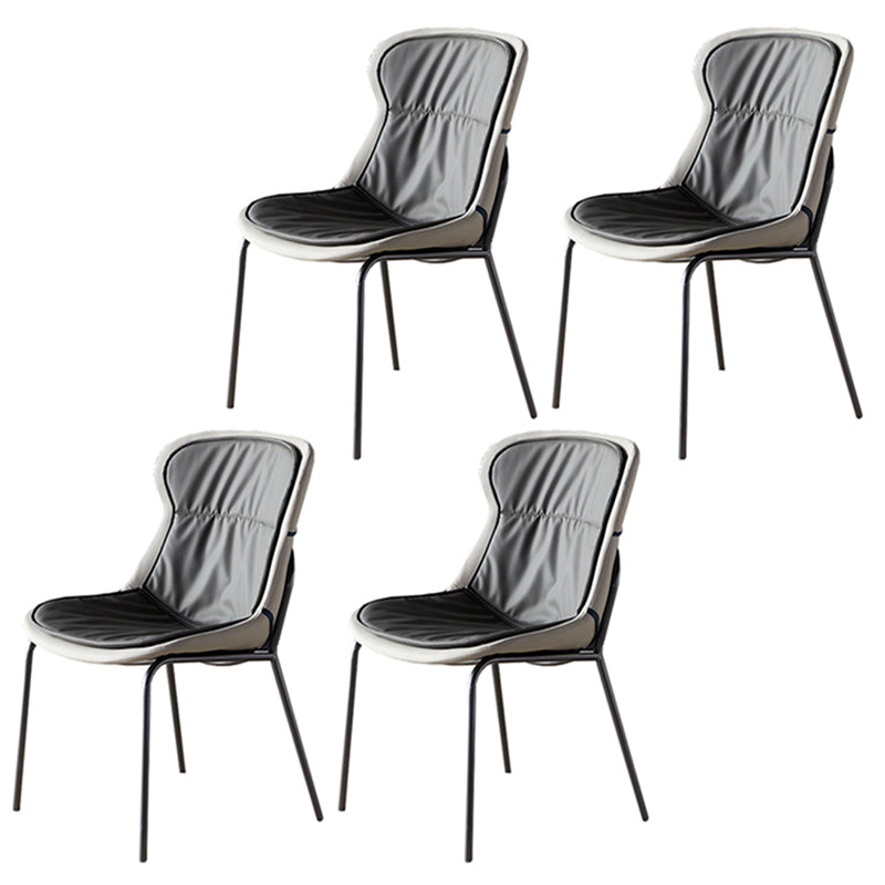Industrial Style Home Side Chair Set Leather Dining Chair with Metal Legs
