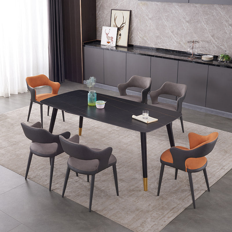 Chaise de salle à manger industrielle en métal, finition métallique, chaise de salle à manger à dossier ouvert