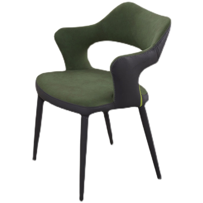 Chaise de salle à manger industrielle en métal, finition métallique, chaise de salle à manger à dossier ouvert