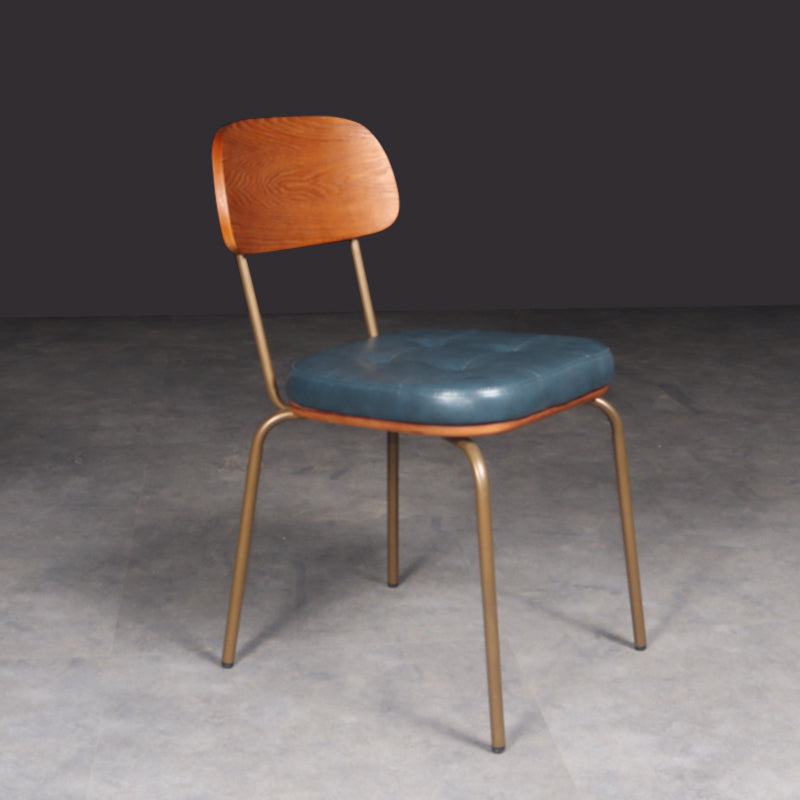 Chaise de salle à manger industrielle avec 4 pieds en métal, chaise latérale à dossier ouvert pour un usage domestique