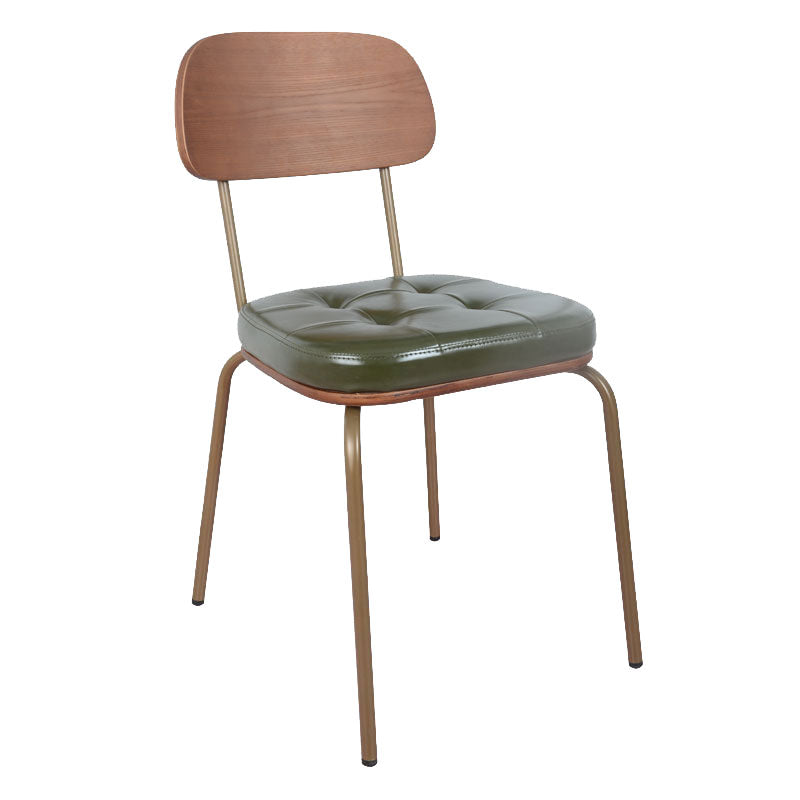 Chaise de salle à manger industrielle avec 4 pieds en métal, chaise latérale à dossier ouvert pour un usage domestique