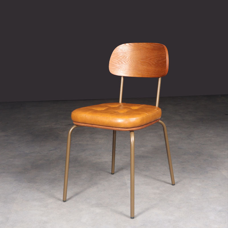 Chaise de salle à manger industrielle avec 4 pieds en métal, chaise latérale à dossier ouvert pour un usage domestique