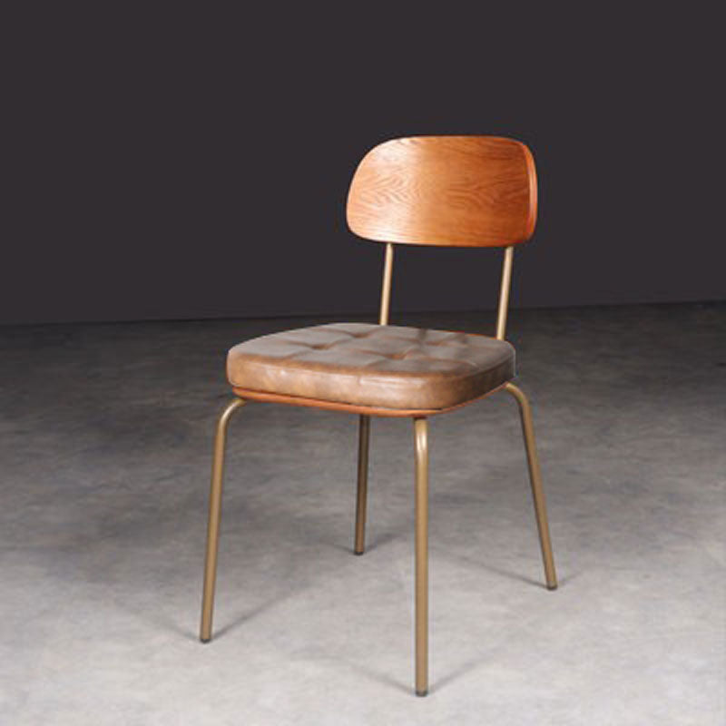 Chaise de salle à manger industrielle avec 4 pieds en métal, chaise latérale à dossier ouvert pour un usage domestique