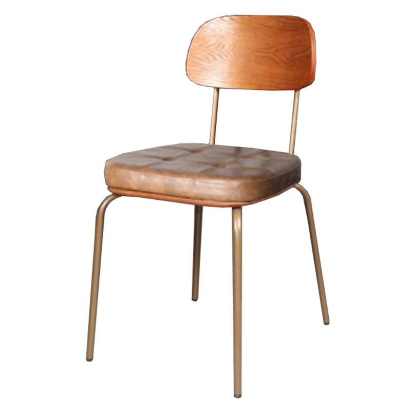 Chaise de salle à manger industrielle avec 4 pieds en métal, chaise latérale à dossier ouvert pour un usage domestique