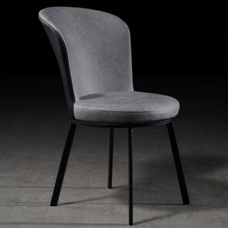 Glam Style Upholstered Armless Side Chair Metal 4 Black Finish Legs Solid Back Chairs