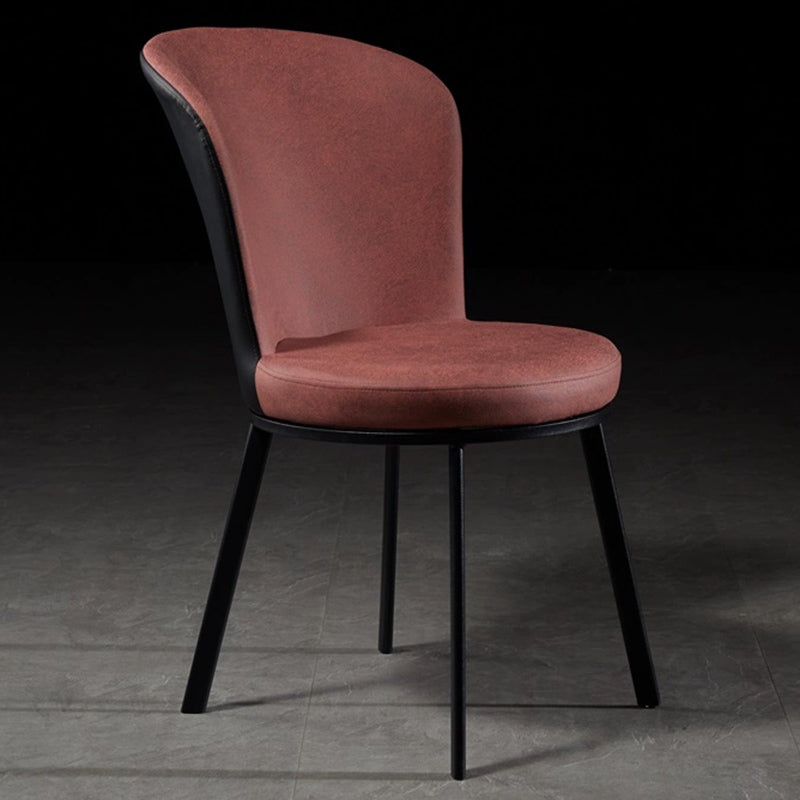 Glam Style Upholstered Armless Side Chair Metal 4 Black Finish Legs Solid Back Chairs
