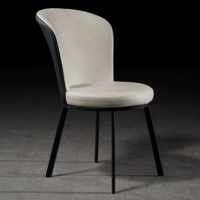Glam Style Upholstered Armless Side Chair Metal 4 Black Finish Legs Solid Back Chairs