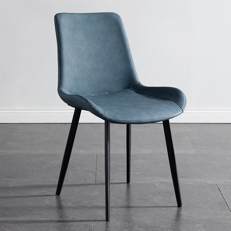 Metal Modern Dining Room Chair Metallic Finish Solid Back Dining Chair