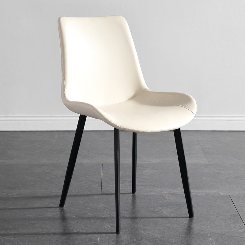 Metal Modern Dining Room Chair Metallic Finish Solid Back Dining Chair