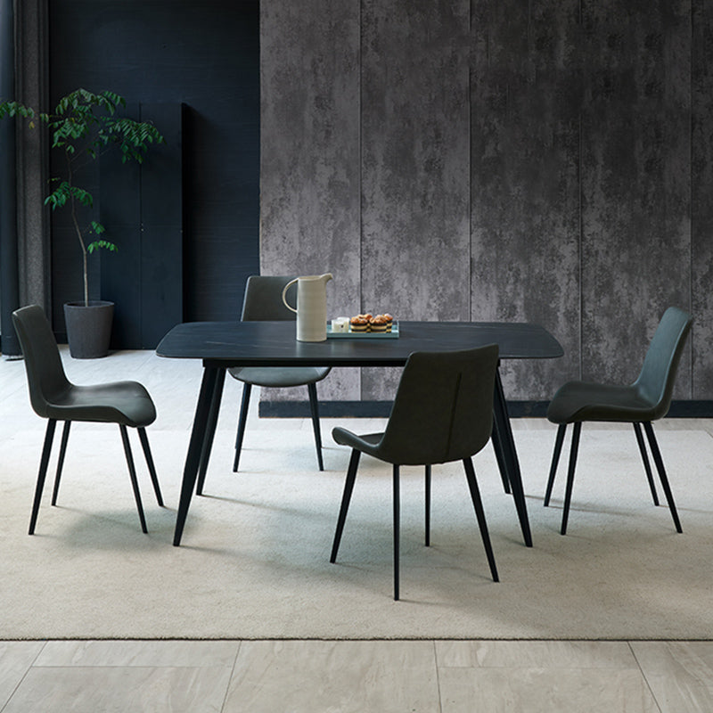 Metal Modern Dining Room Chair Metallic Finish Solid Back Dining Chair