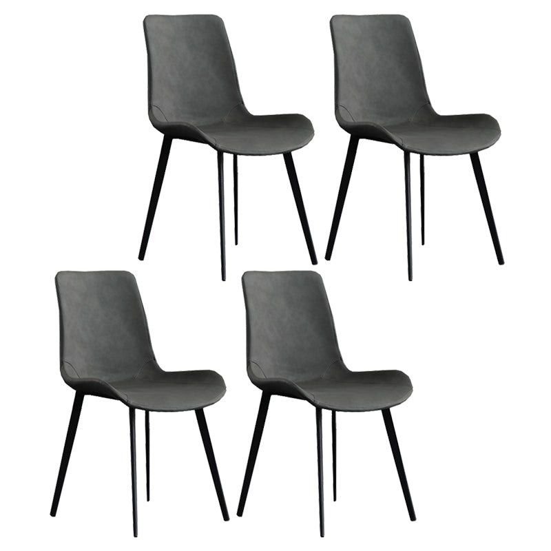 Metal Modern Dining Room Chair Metallic Finish Solid Back Dining Chair
