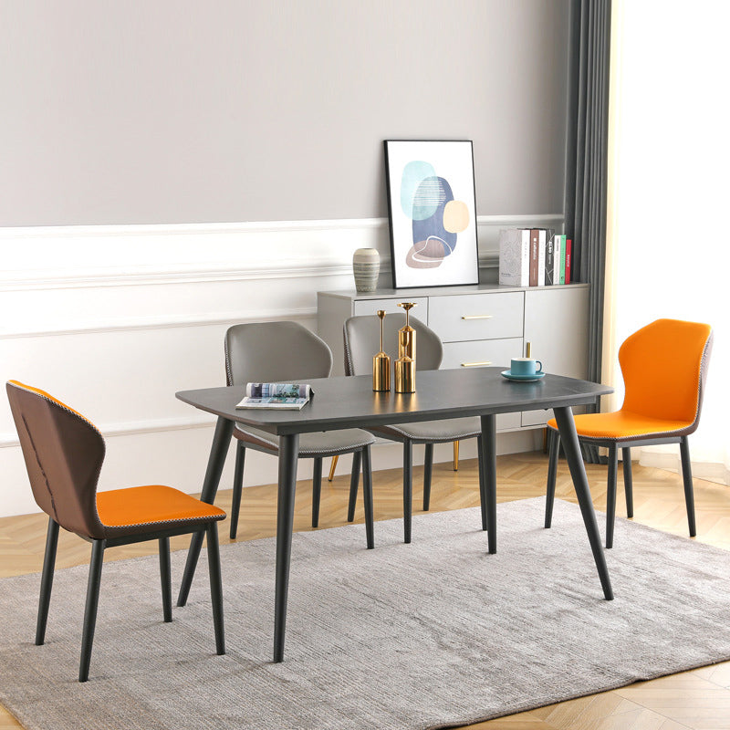 Contemporary Side Metal Frame Chair 17" Wide Parsons Dining Chair for Home