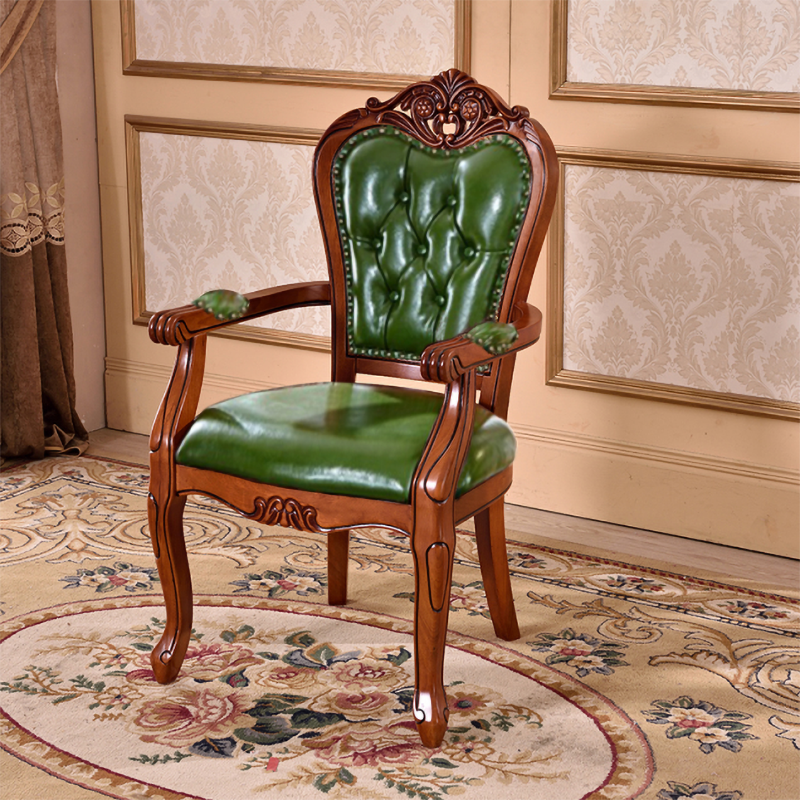 Leather High Back Dining Side Chair Kitchen Side Chair with Solid Wood Legs