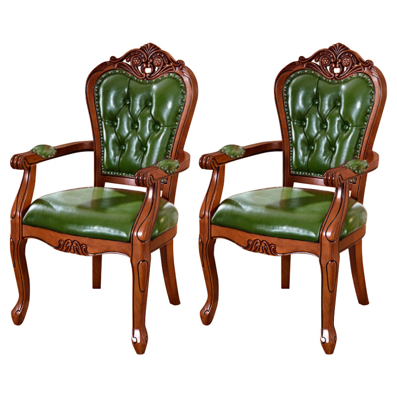 Leather High Back Dining Side Chair Kitchen Side Chair with Solid Wood Legs