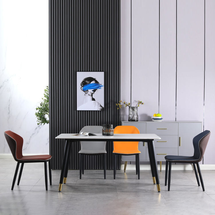 Chaise d'appoint de maison scandinave, chaise d'intérieur à oreilles en métal, sans accoudoirs, pour salle à manger