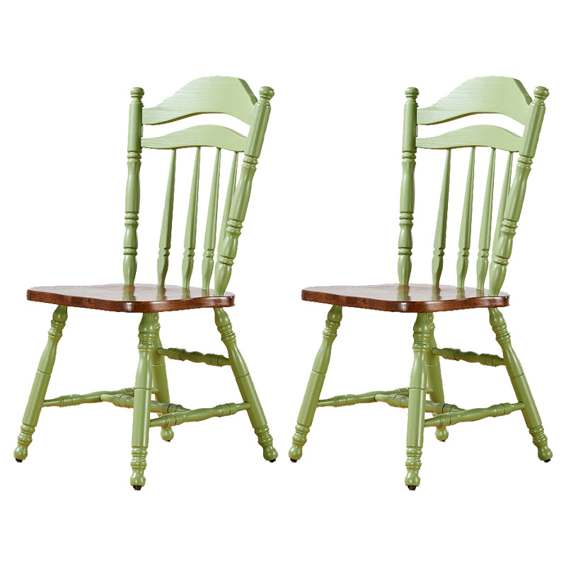 Country Solid Wood Square Dining Chair Slat Back Dining Side Armless Chair