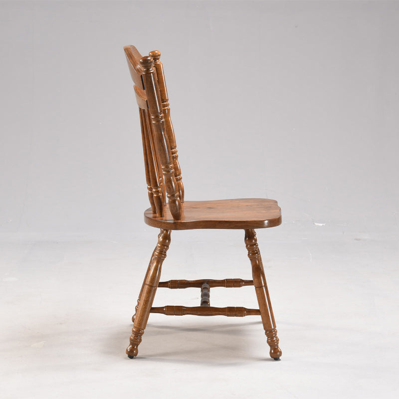 Country Solid Wood Square Dining Chair Slat Back Dining Side Armless Chair