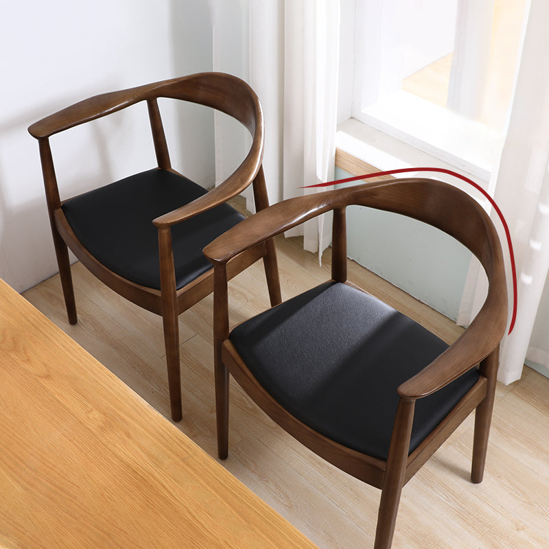 Chaise d'appoint de salle à manger en bois de style scandinave, chaise d'appoint à dossier ouvert avec bras
