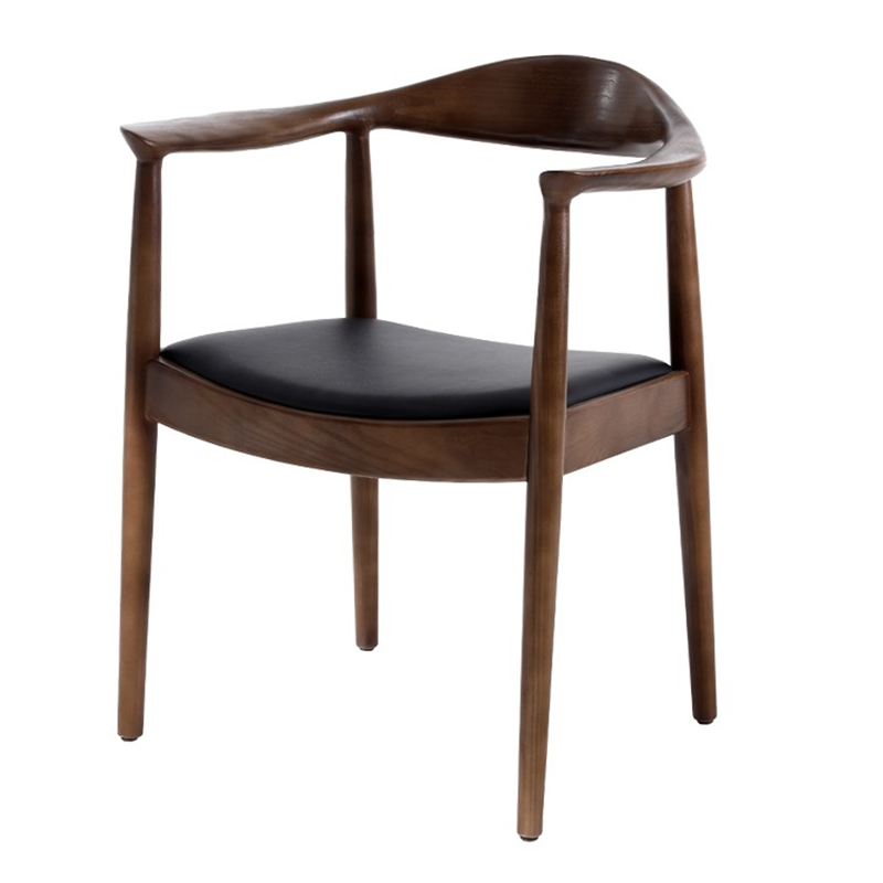 Scandinavian Style Wood Dining Side Chair Home Open Back Dining Side Chair with Arm
