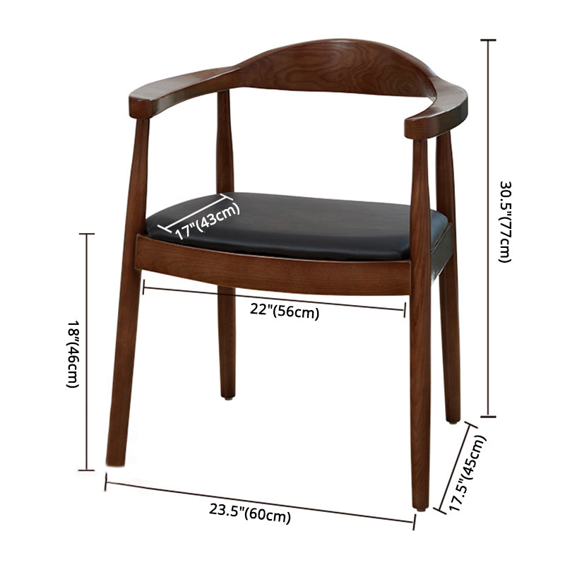 Scandinavian Style Wood Dining Side Chair Home Open Back Dining Side Chair with Arm