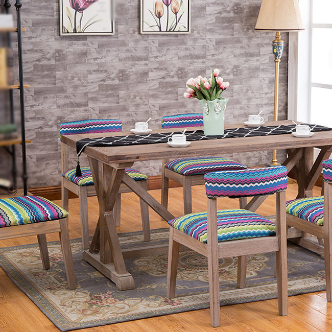 Country Style Solid Wood Dining Room Chair Armless Open Back Dining Side Chair for Home Use