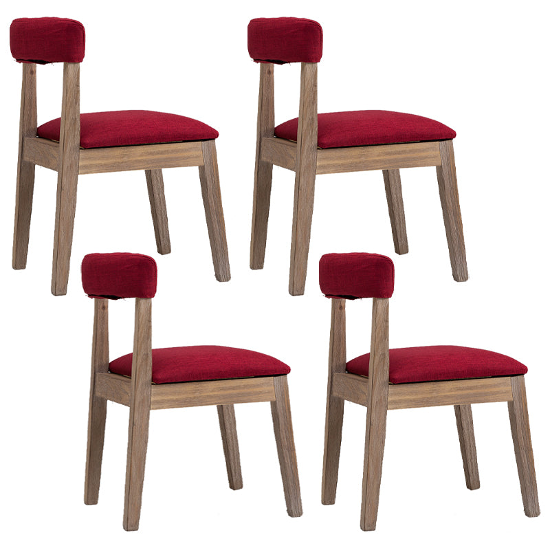 Country Style Solid Wood Dining Room Chair Armless Open Back Dining Side Chair for Home Use