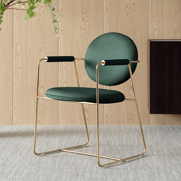 Nordic Cushioned Dining Chair 33"H King Louis Back Side Chair with Metal Base for Restaurant