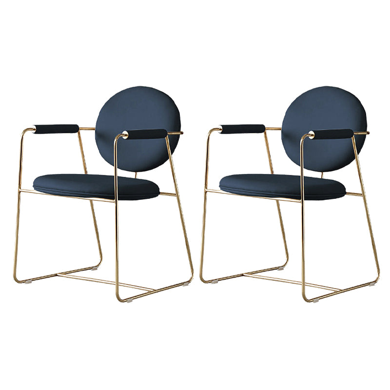 Nordic Cushioned Dining Chair 33"H King Louis Back Side Chair with Metal Base for Restaurant