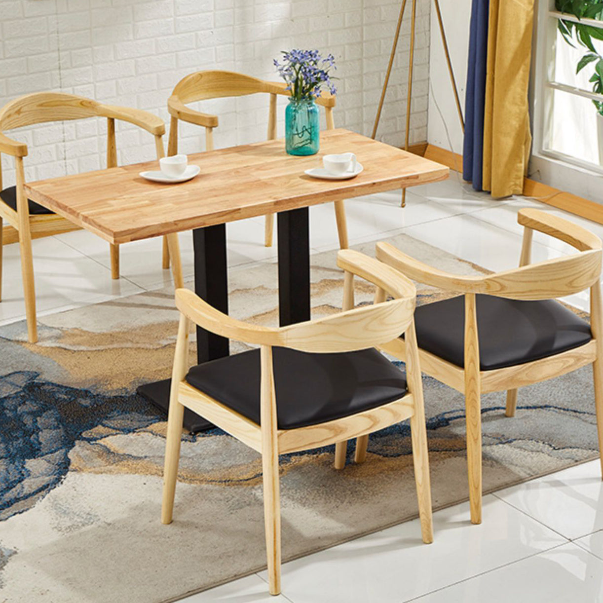 Scandinavian Style Wood Dining Chairs Open Back Dining Side Chair Home Side Chair