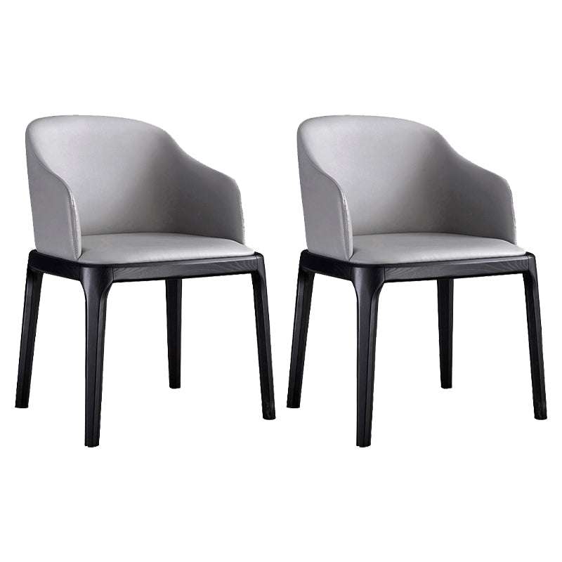Contemporary Style Leather Chair Arm Parsons Chair with Wooden Legs for Kitchen