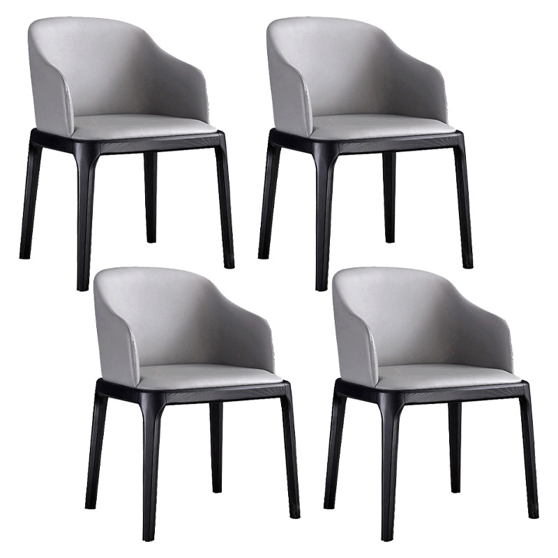 Contemporary Style Leather Chair Arm Parsons Chair with Wooden Legs for Kitchen