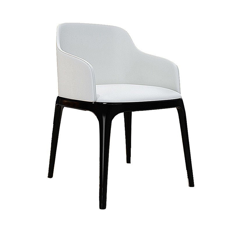 Contemporary Style Leather Chair Arm Parsons Chair with Wooden Legs for Kitchen