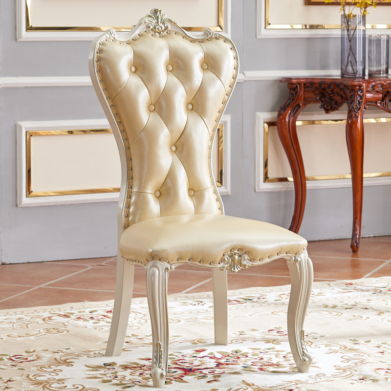 Chaise d'appoint en cuir de bouleau de style européen, chaise de salle à manger Parsons de couleur claire